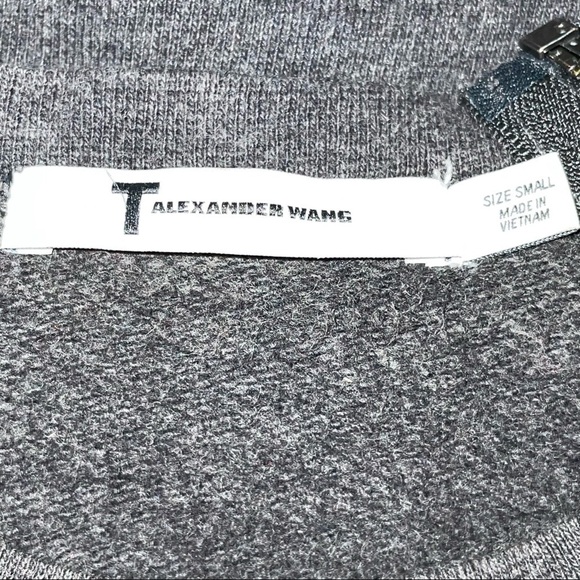 T by  Alexander Wang Dark Gray Shoulder Zip Fleece  Pullover/Sweater Size Small - Picture 5 of 8